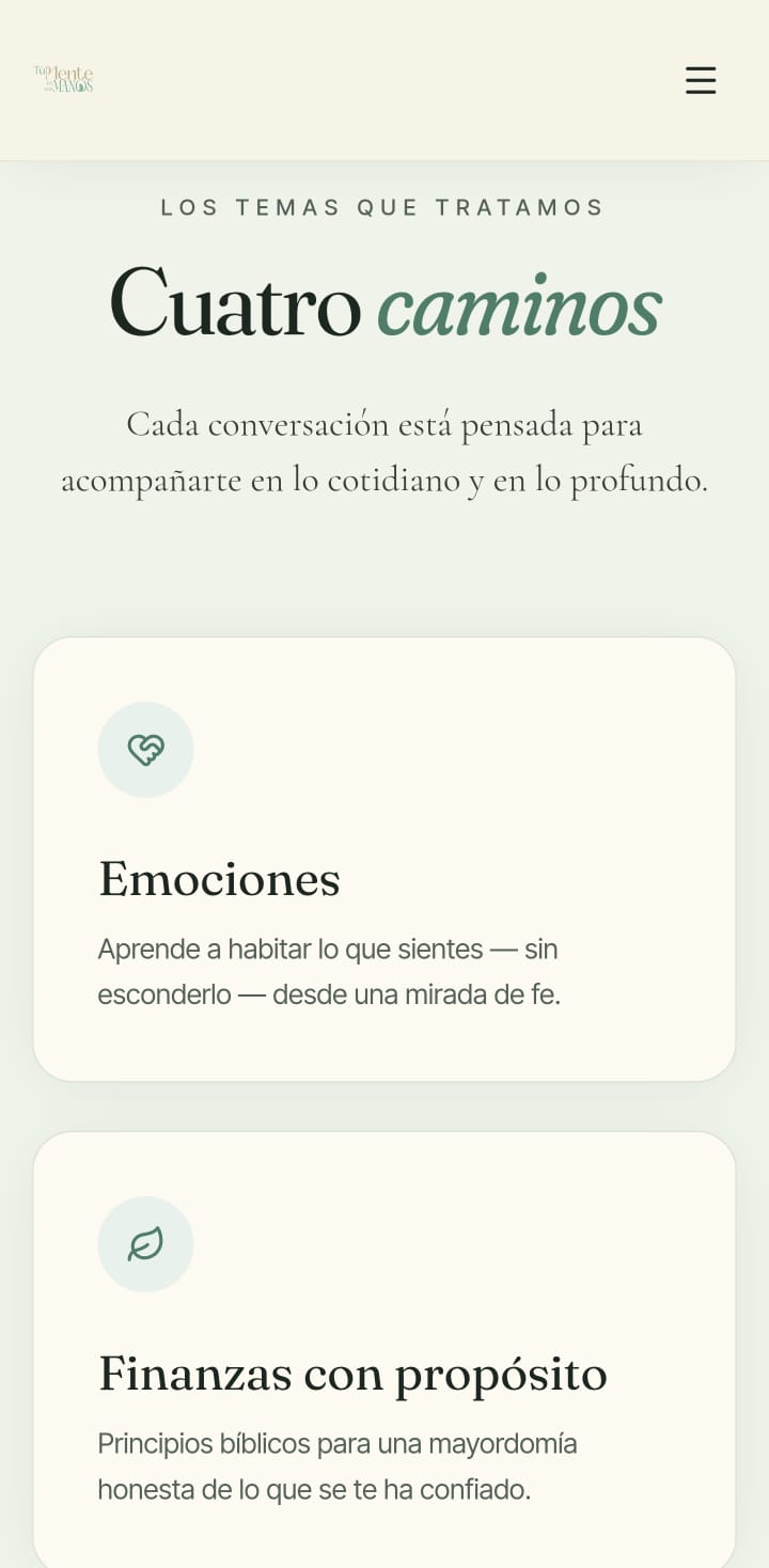 Sección Cuatro caminos del sitio Tu Mente en Sus Manos
